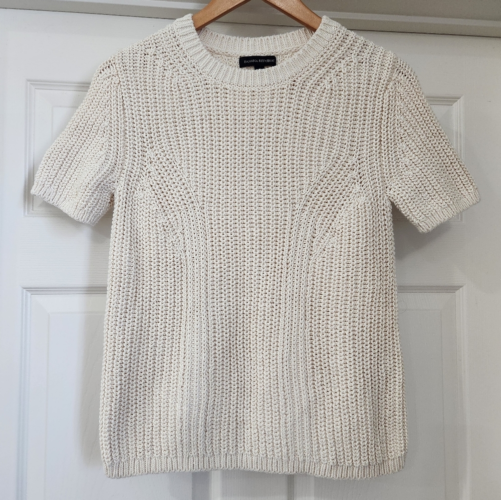 Banana Republic Cream Knit Top Size S - Picture 2 of 9